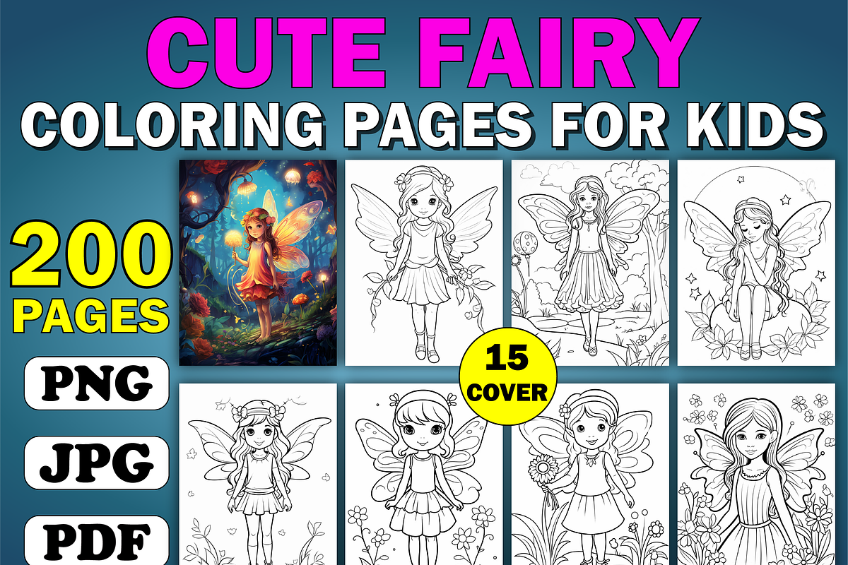 Cute Fairy Coloring Pages for Kids, an Illustration by Creative Art