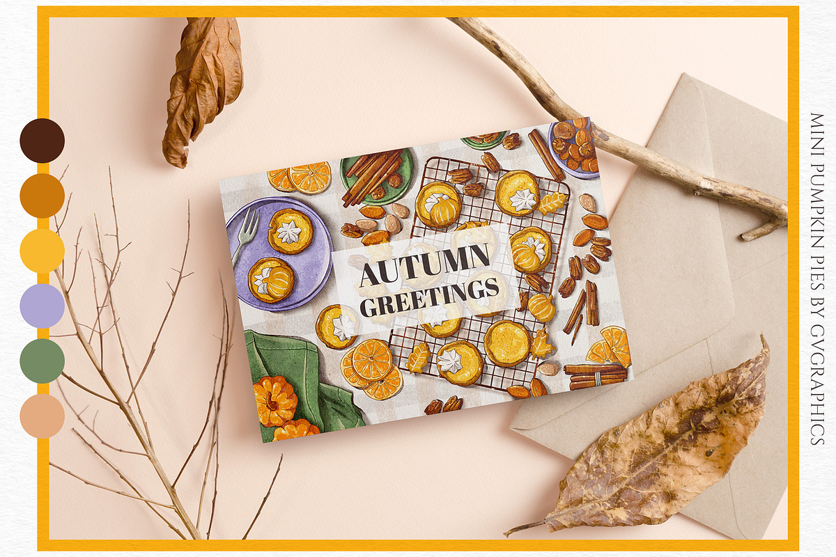 Mini Pumpkin Pies Illustration, a Graphic by GVGraphics (Photo 3 of 9)
