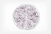 Slices of different pizza types, a Food Illustration by Good Studio (Thumbnail 4 of 19)