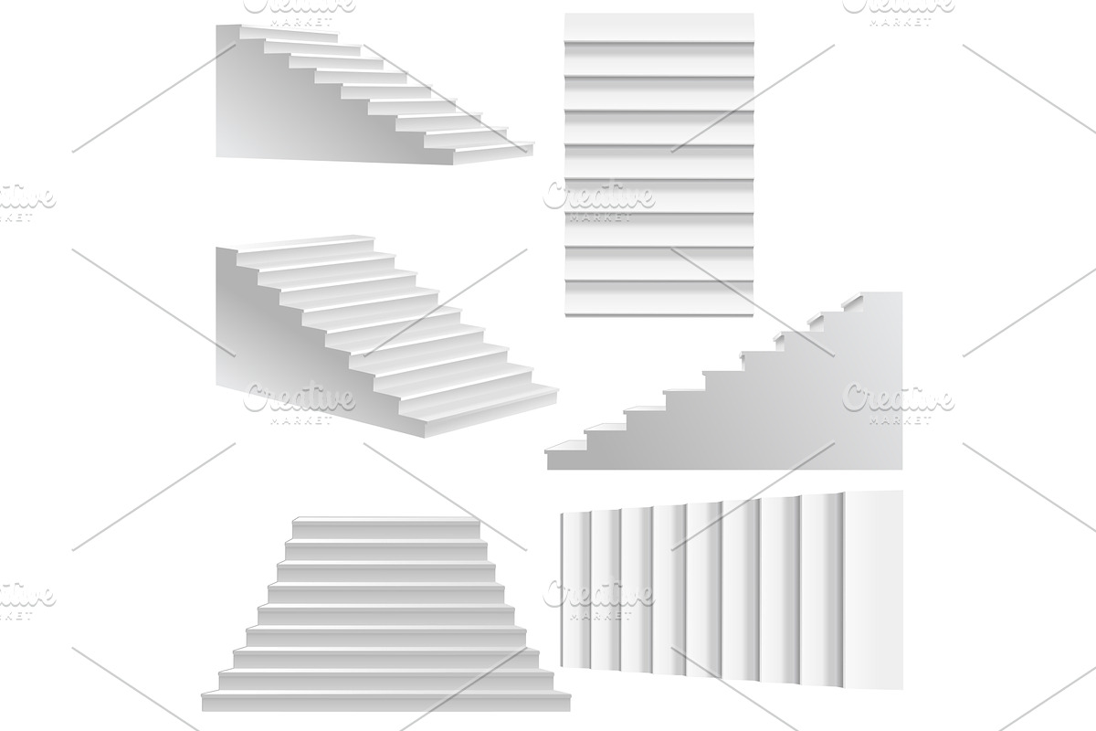 white stairs set., an Object Illustration by piter.goskov