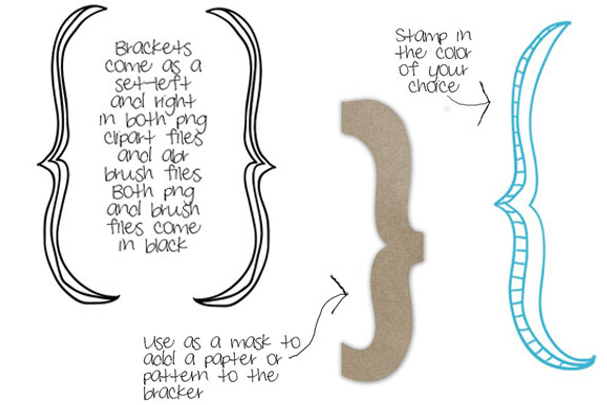 Hand drawn Brackets Clipart, Brushes, an Illustration by Colors on Paper (Photo 2 of 2)