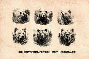 110 Bear Tattoo Stamps For Procreate