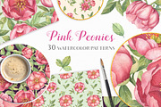 Peonies Seamless Patterns, a Pattern Graphic by Irina Diasli (Thumbnail 1 of 8)