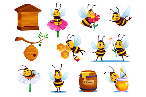 Cartoon funny cute bee characters, an Animal Illustration by Buch&Bee