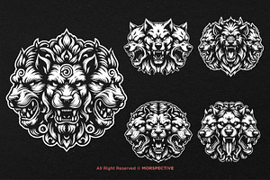 10 Bundle Dark Art Cerberus Dog Head