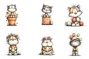 whimsical easter cats clipart, an Illustration by CreationArt (Thumbnail 5 of 6)