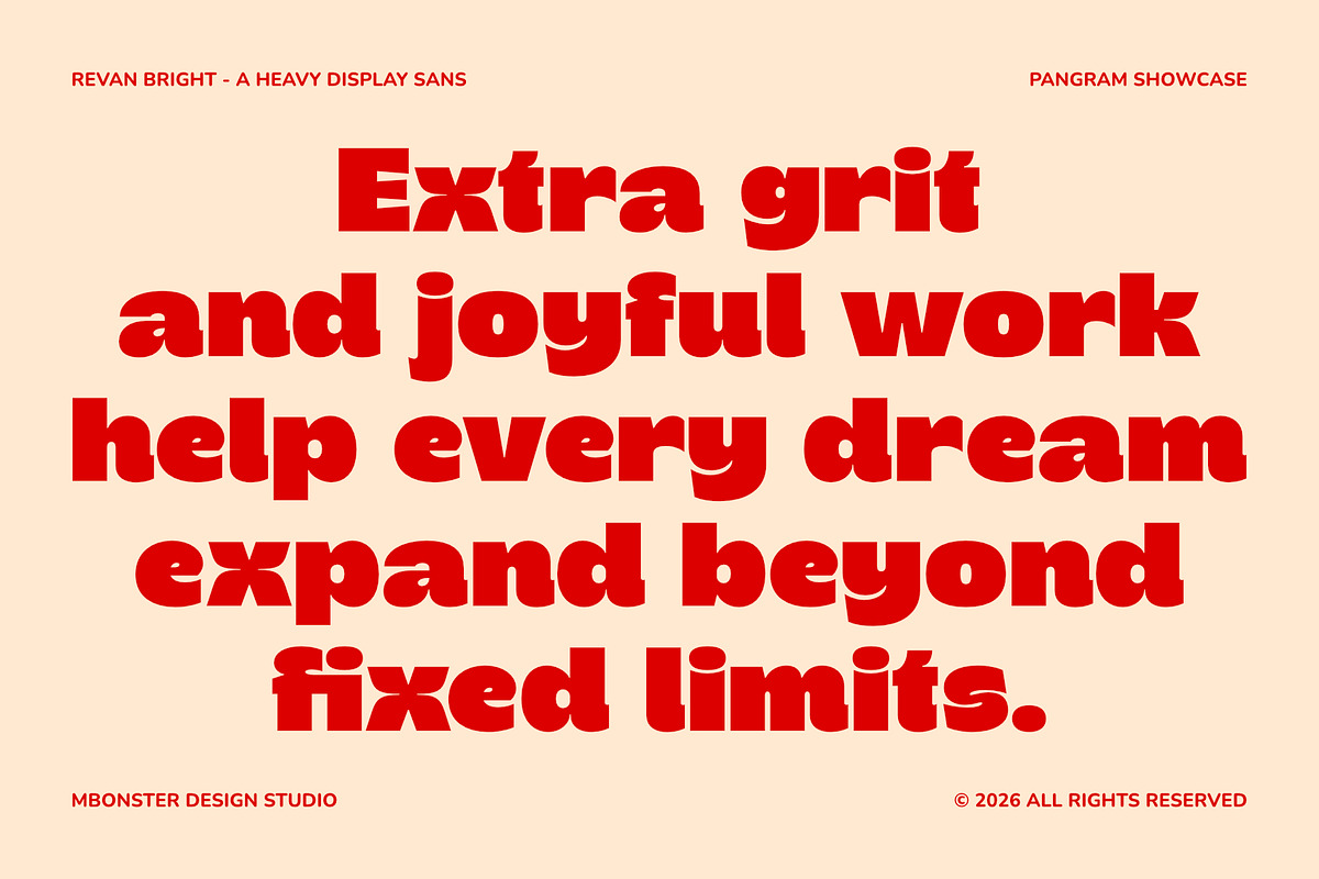 Revan Bright - Heavy Playful Sans, a Sans Serif Font by Mbonster Design Studio (Photo 10 of 16)