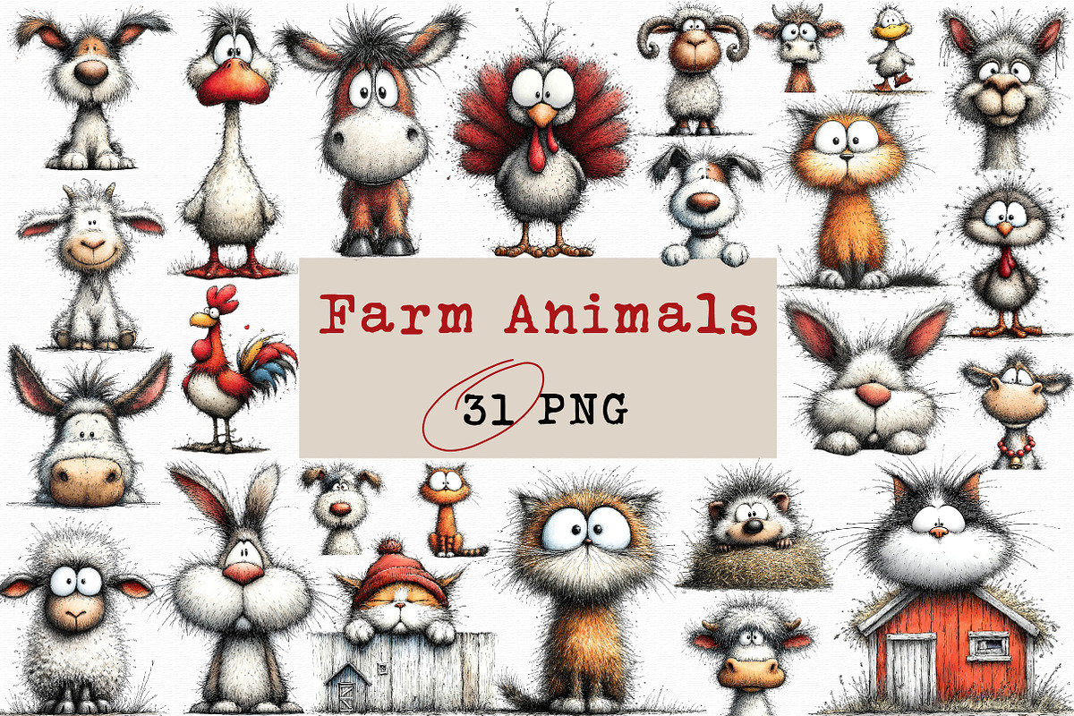 Quirky Farm Animals PNG Clipart, an Illustration by Libby Wishes (Photo 1 of 6)