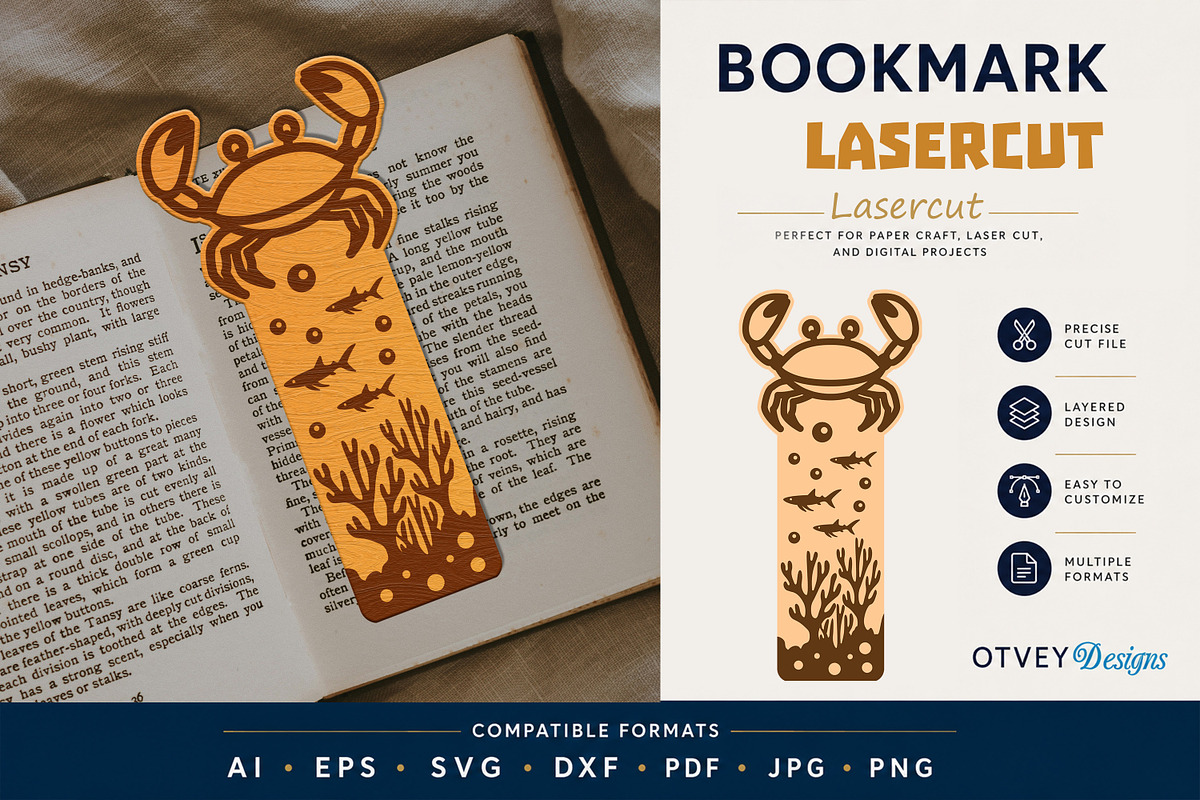 Sea Animals Bookmark lasercut, an Animal Illustration by OTVEY DESIGN (Photo 7 of 13)