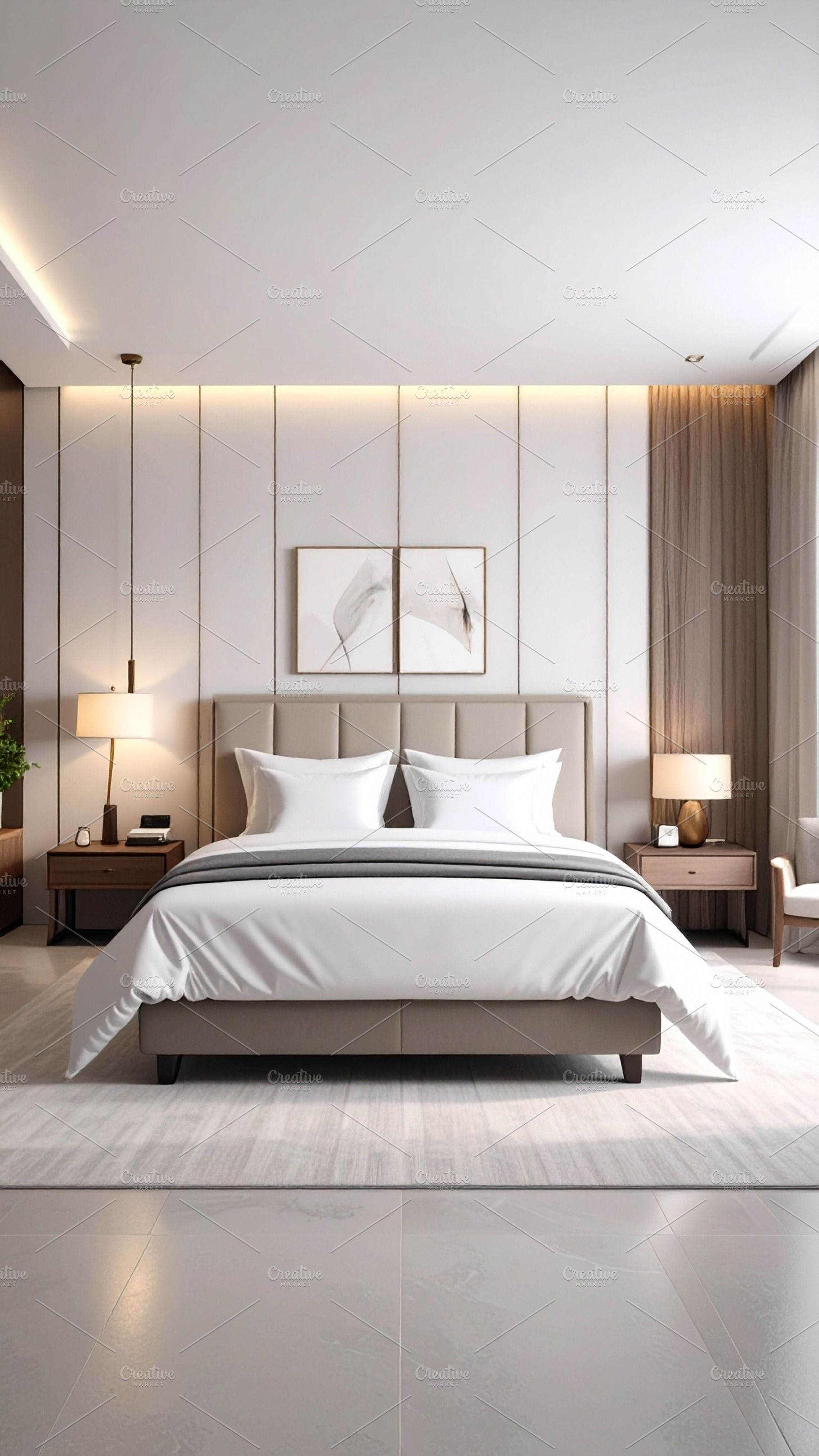 modern hotel room AI generated, a Photo by WorldPhotos