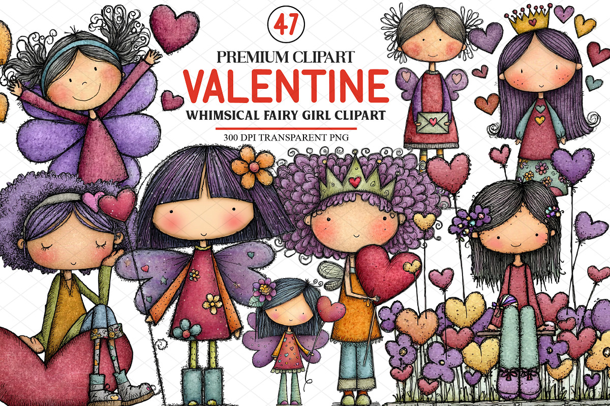 Whimsical Valentine Fairy Girl Clipa, an Illustration by cherrydesign (Photo 1 of 4)