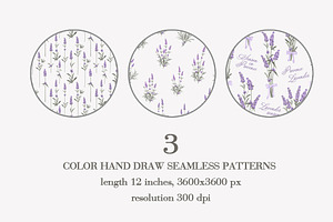 Lavender Pattern.Watercolor, Lineart