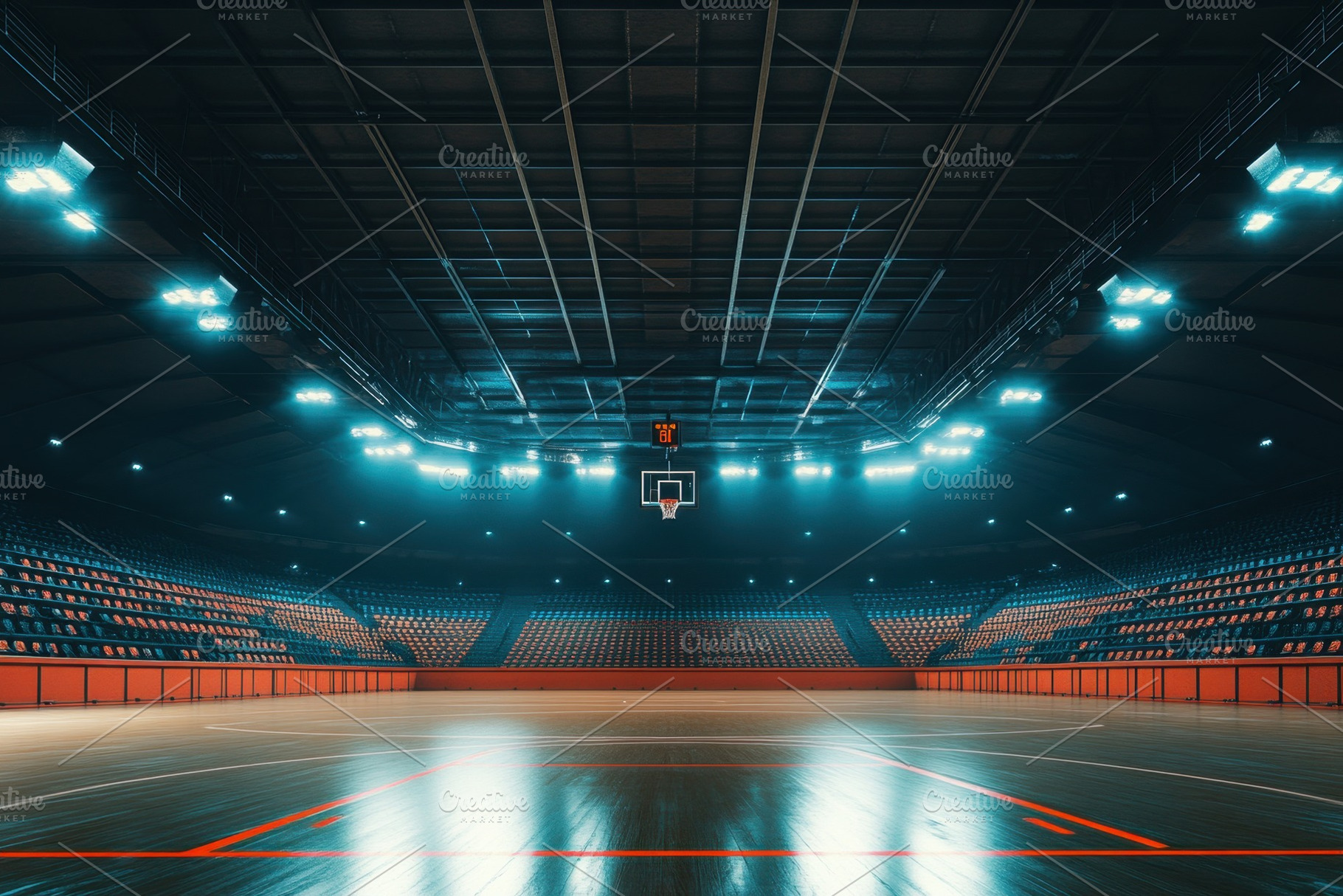 The empty basketball arena stands, a Photo by Pavel_design
