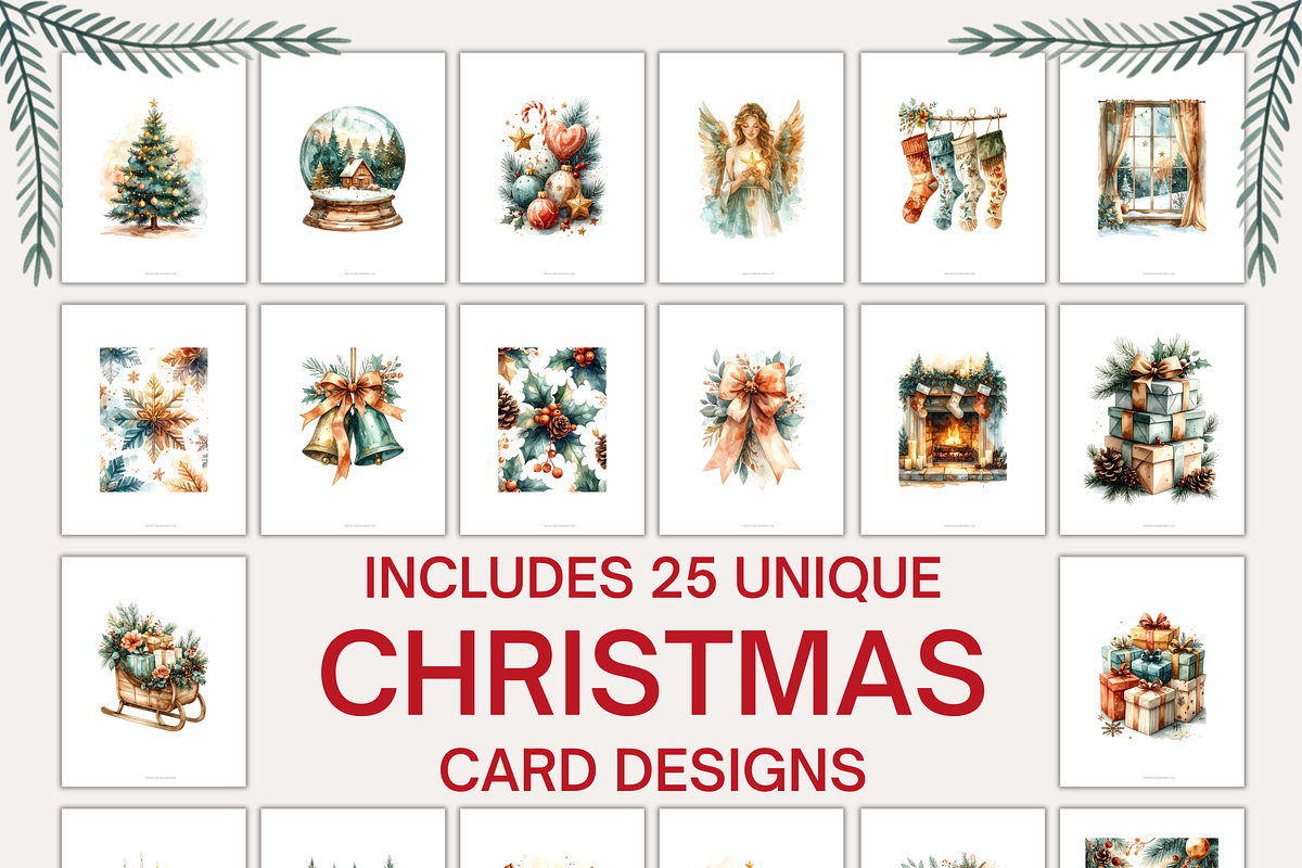25 Christmas Card DIY Design Kit, a Seasonal Illustration by Daffodil Dream Studio (Photo 4 of 9)