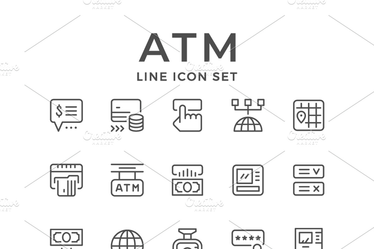 Set line icons of ATM, an Outline Icon by motorama (Photo 1 of 2)