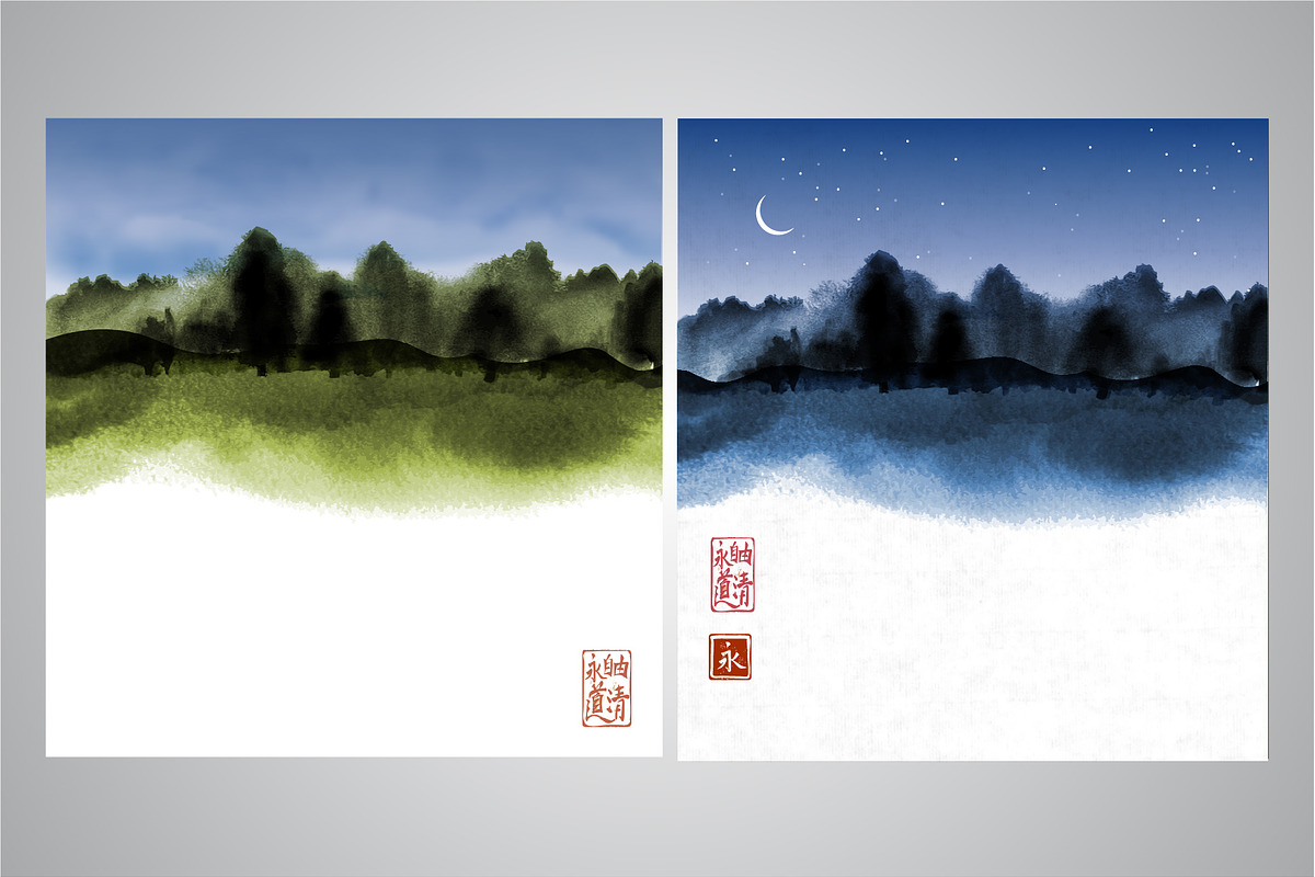 Japanese ink painting sumi-e, part 4, a Graphic by Elina_Li (Photo 4 of 7)