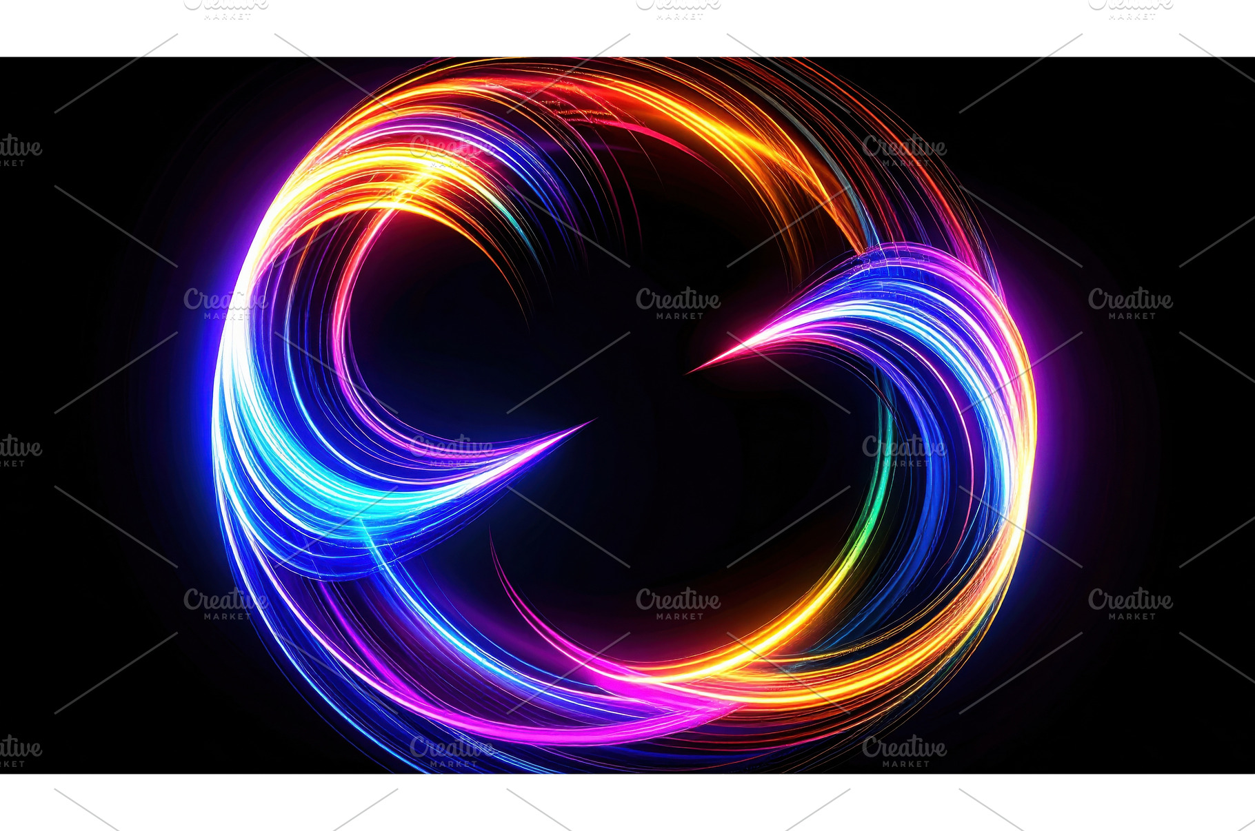 A vibrant swirling ring of neon, an Abstract Photo by Igor Tichonow