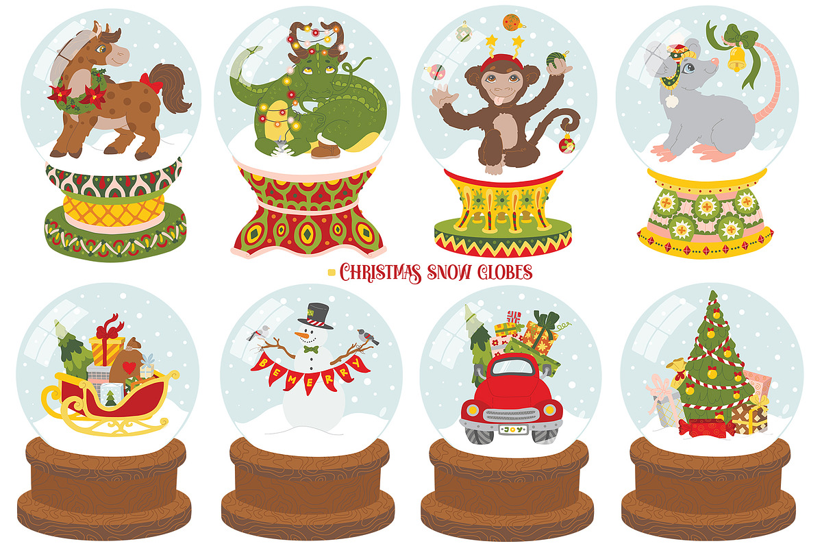Snow globes vector clipart, an Object Illustration by Trinibis (Photo 3 of 6)