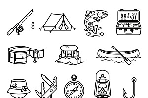 420 Fishing Adventure Vector Icons, an Outline Icon by adenpinkstore