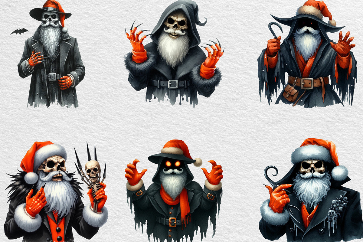 Spooky Santa Claus Clipart, an Illustration by Black Bird Studio (Photo 3 of 6)