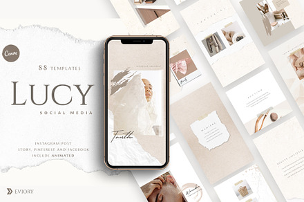 PS & Canva Lucy - Social Media Pack, a Social Media Template by Eviory