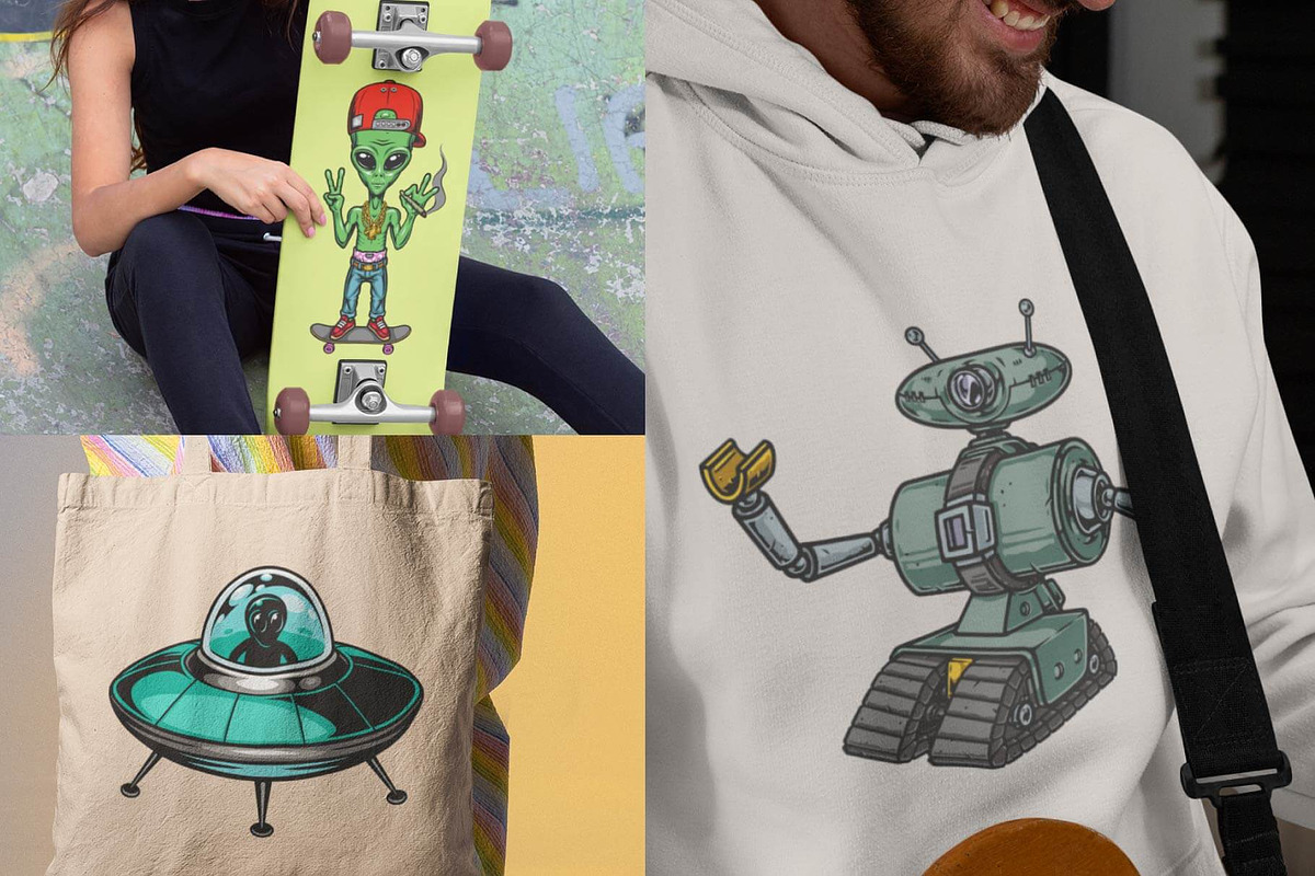 UFO illustrations, a Branding & Logo Template by DGIM studio (Photo 3 of 5)