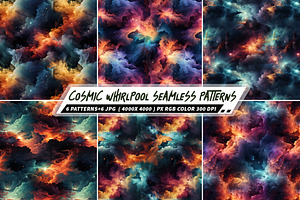 Cosmic Whirlpool 6 Seamless Patterns