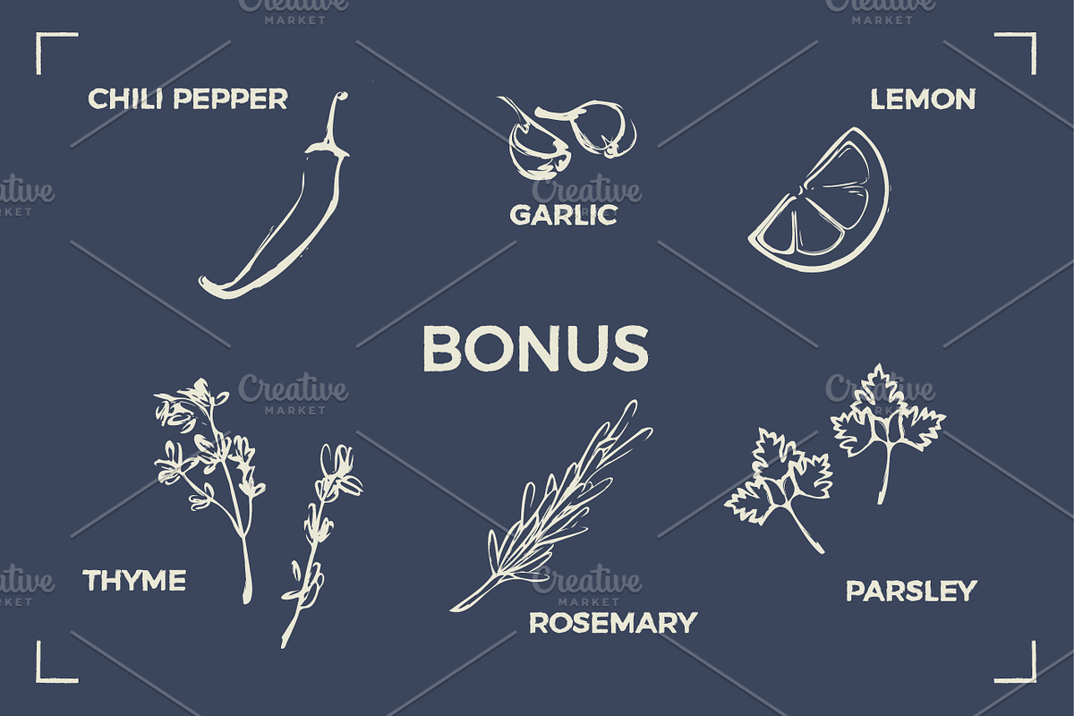 SEAFOOD (30+ illustrations), a Food Illustration by Bonfloret Studio (Photo 9 of 9)