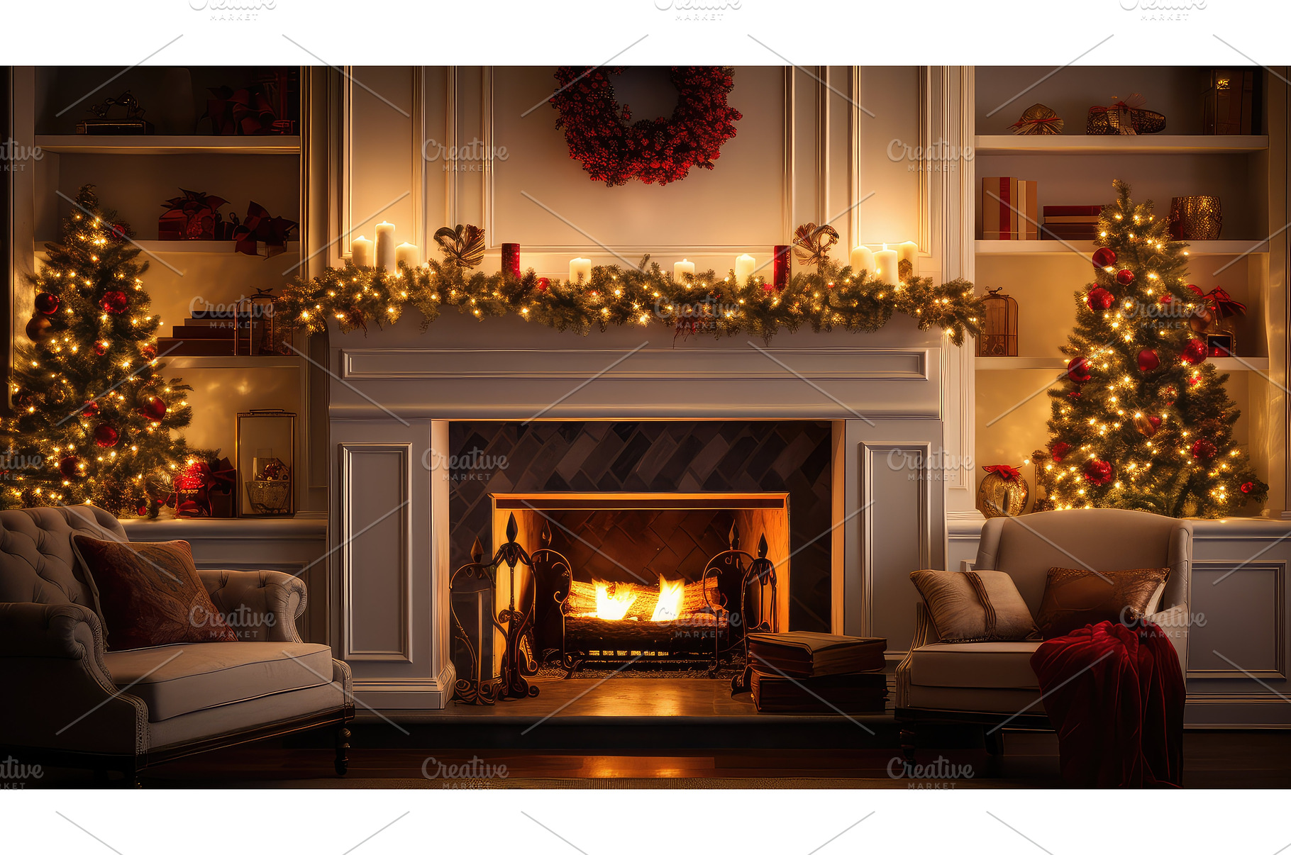 cozy string lights holiday ai, a Holiday Photo by pikepicture