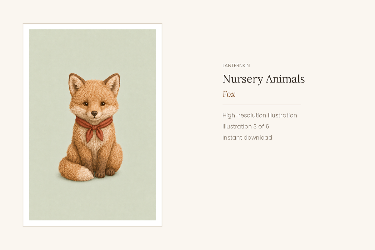Woodland Nursery Animals, Set of 6, an Animal Illustration by LanternkinStudio (Photo 4 of 6)