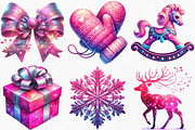 Chic Neon Pink Christmas Clipart, an Illustration by Canvas Craft (Thumbnail 2 of 7)