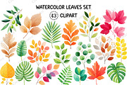 Watercolor Leaves Clipart Set, an Illustration by Creative Art (Thumbnail 1 of 10)