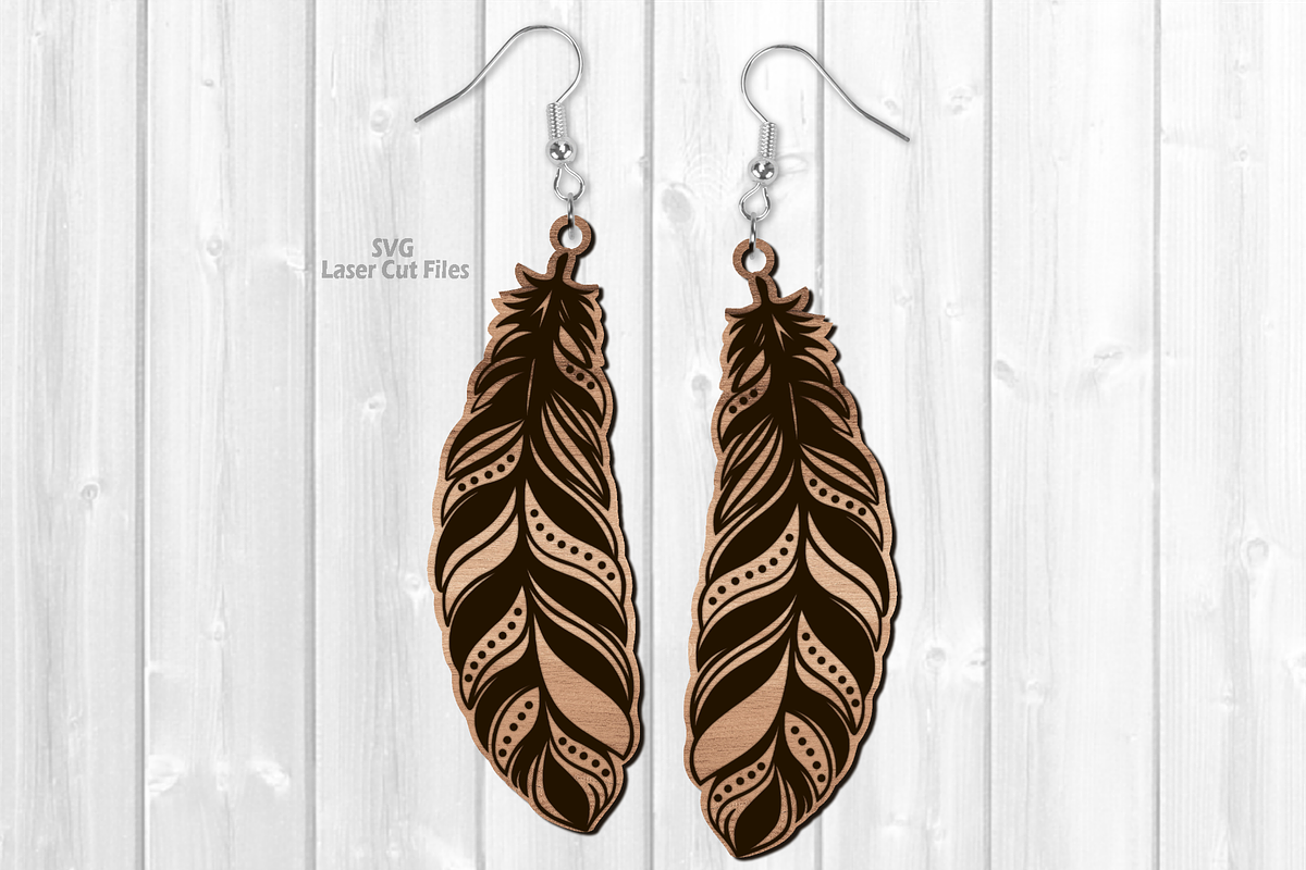 Boho Feather Earring SVG Laser Files, a Graphic by Cloud9DesignSVG