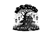 Tree House Silhouette SVG Bundle, an Illustration by jahid234 (Thumbnail 3 of 31)