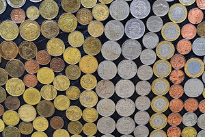 Colored pattern of coins texture background photo, an Abstract Photo by DanFLCreativo