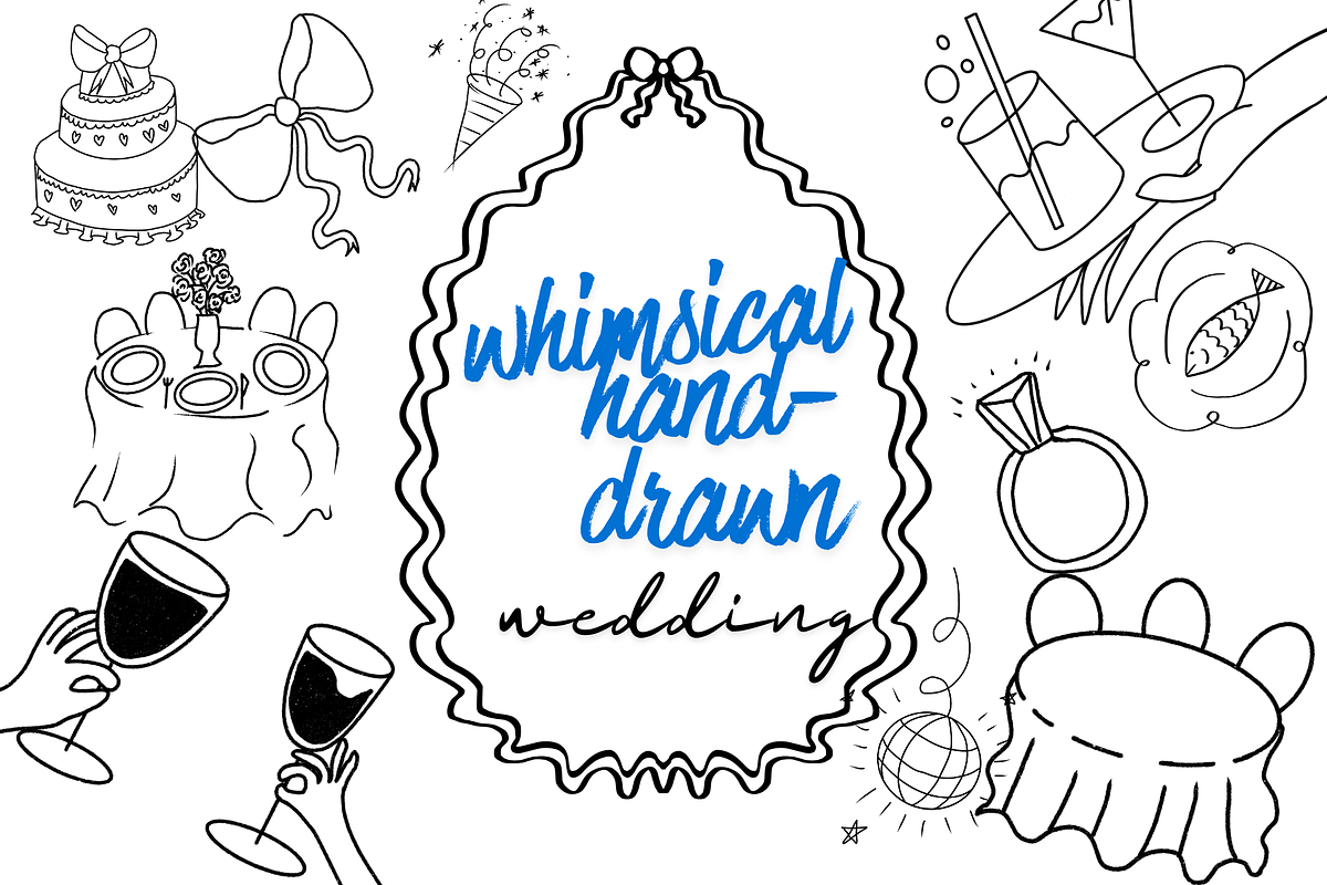 60 Whimsical Hand-Drawn Wedding PNG, a Decorative Illustration by Chantelle T Illustrations (Photo 1 of 8)