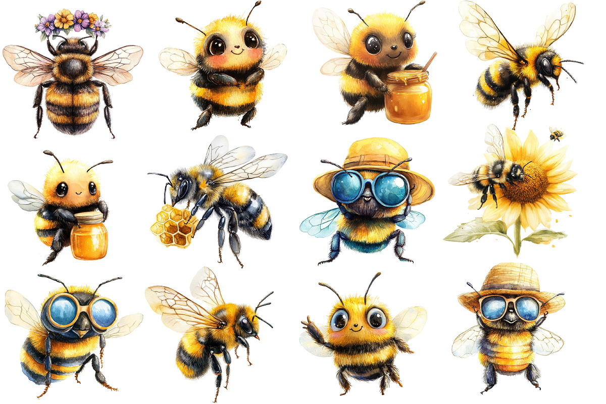 Summer Little Bees PNG, an Illustration by SinaCreation (Photo 2 of 5)