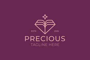 Precious Gemstone Book Logo, a Branding & Logo Template by Signatoro