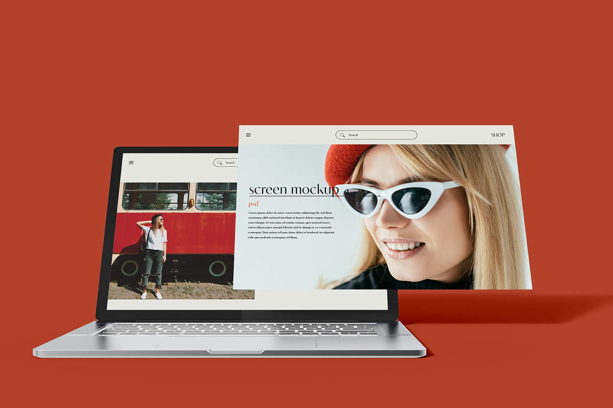 Laptop with Floating UI Screen, an UI Kit Template by Mego-studio