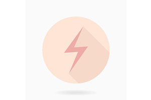 Modern Pink Icon With Lightning in, an Outline Icon by FineArtStudio