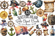 Pirate Clipart - Watercolor, an Illustration by Designking (Thumbnail 1 of 4)