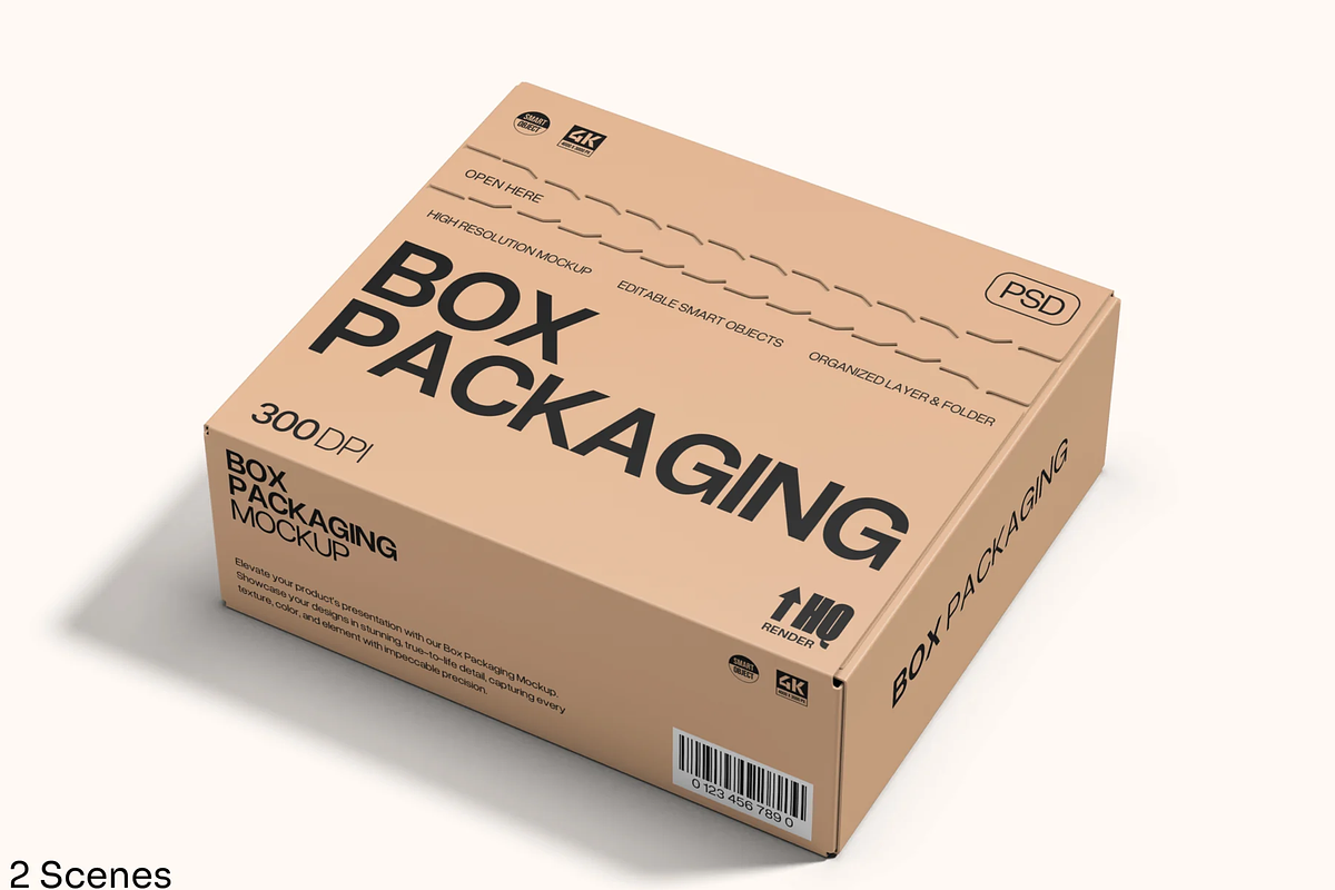 Box Mockup Front & Side Views, a Packaging Mockup by graphicsauce