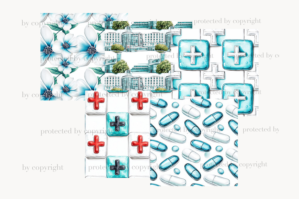Medical Digital Paper Set | Healthca, a Pattern Graphic by GlamArtZhanna (Photo 4 of 4)