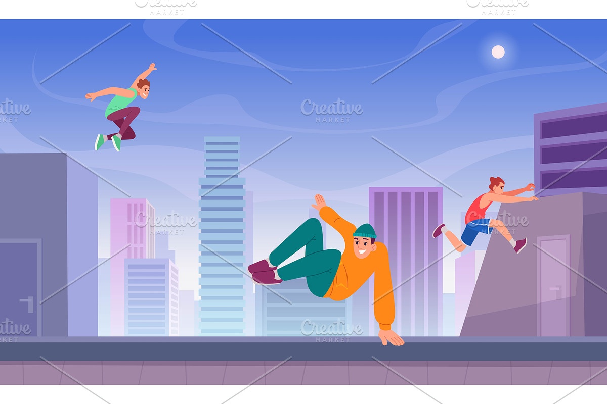 Parkour background. City landscape, a Sport Illustration by Onyx