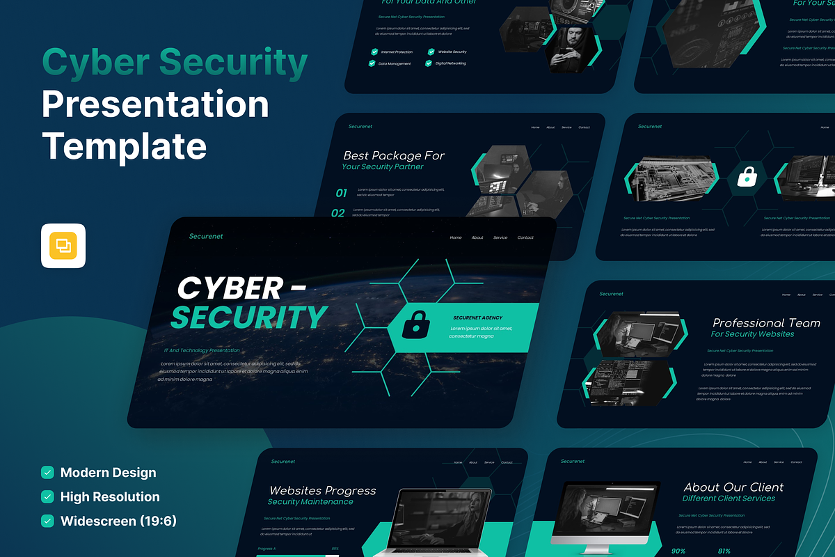 Cyber Security Google Slide, a Presentation Template by SquidPixey (Photo 1 of 6)