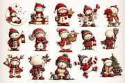 Whimsical Christmas Snowman Clipart, an Illustration by Dream Creation (Thumbnail 6 of 9)
