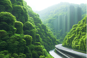 Elevated Highway Curves Through Lush, a Transportation Photo by Lermont51