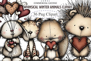 Whimsical Winter Animals Clipart, an Illustration by designcity5 (Thumbnail 1 of 5)