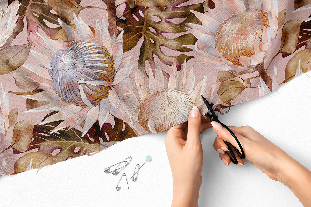 Protea Watercolor Floral Pattern, a Graphic by PROTEA Watercolor Studio (Photo 8 of 10)