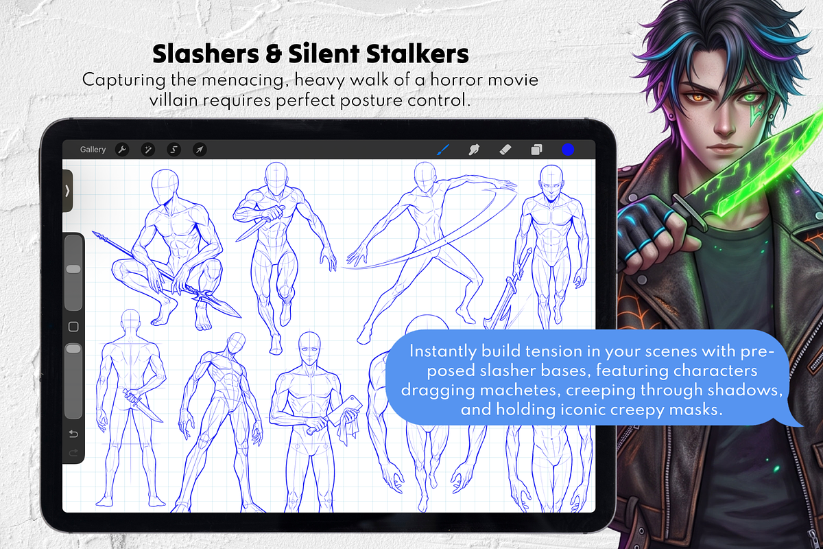 Halloween Male Poses, a Brush Add-On by Selentaori Studio (Photo 8 of 13)